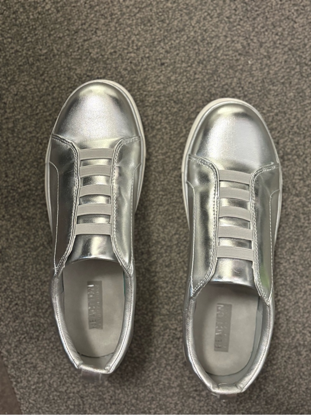Kenneth Cole Reaction Metallic Silver Slip-On Sneakers